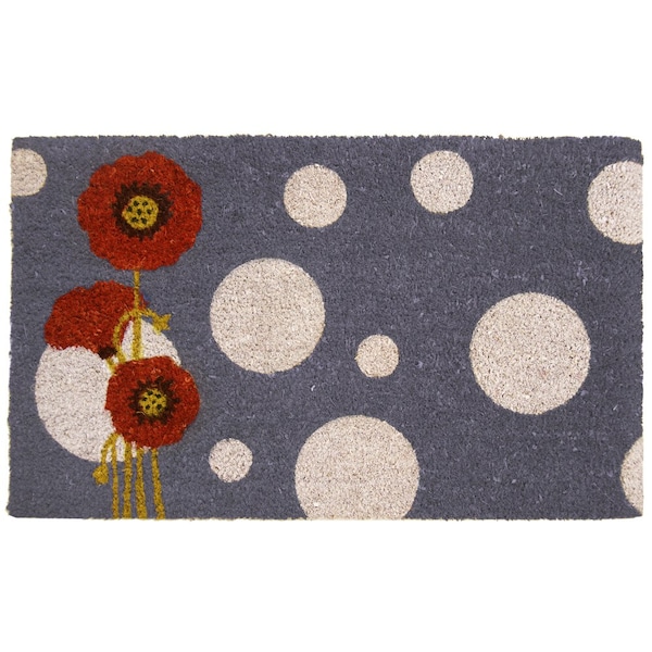 Rubber-Cal "Rouge Contemporary" Floral Coir Matting, 18 x 30-Inch - 10-106-001