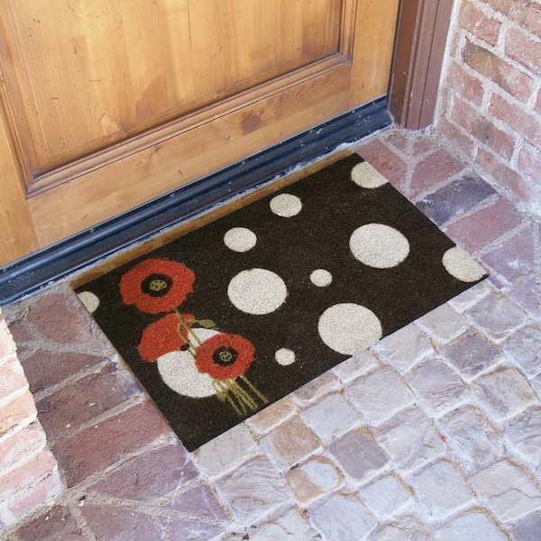 Rubber-Cal "Rouge Contemporary" Floral Coir Matting, 18 x 30-Inch - 10-106-001