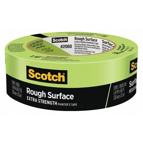 3M Painter's Tape, 36 mm W x 55 m L, 6 mil Thick, Green, Rubber Adhesive, 24 PK - 2060