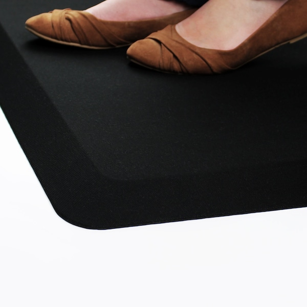 Floortex Antifatigue Mat, 24 in L x 16 in W, 0.8 in Thickness, Polyurethane with Polyester cover, Black - CC1624BLK