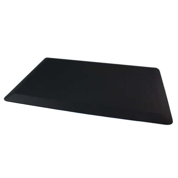 Floortex Antifatigue Mat, 24 in L x 16 in W, 0.8 in Thickness, Polyurethane with Polyester cover, Black - CC1624BLK