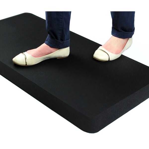 Floortex Antifatigue Mat, 24 in L x 16 in W, 0.8 in Thickness, Polyurethane with Polyester cover, Black - CC1624BLK
