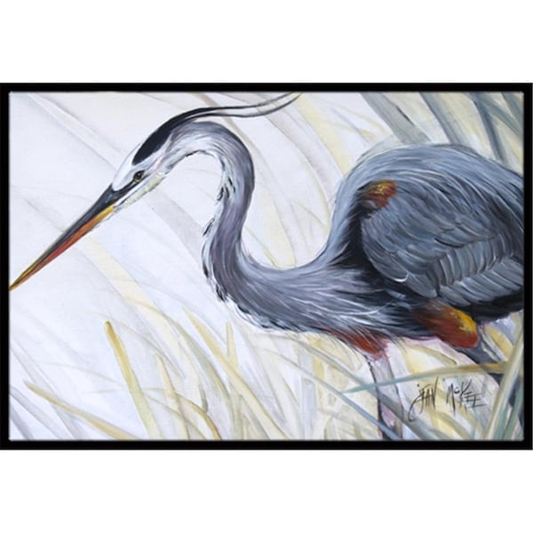 Carolines Treasures Blue Heron Frog Hunting Indoor and Outdoor Mat- 18 x 27 in. - JMK1017MAT