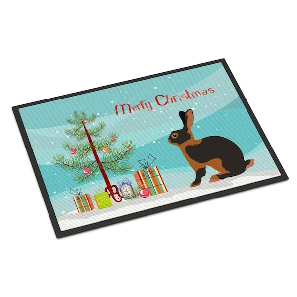 Carolines Treasures Tan Rabbit Christmas Indoor or Outdoor Mat - 24 x 36 in. - BB9330JMAT