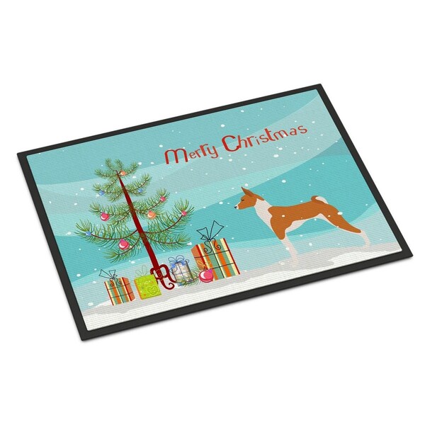 Carolines Treasures Basenji Merry Christmas Tree Indoor or Outdoor Mat, 24 x 36 - BB2992JMAT