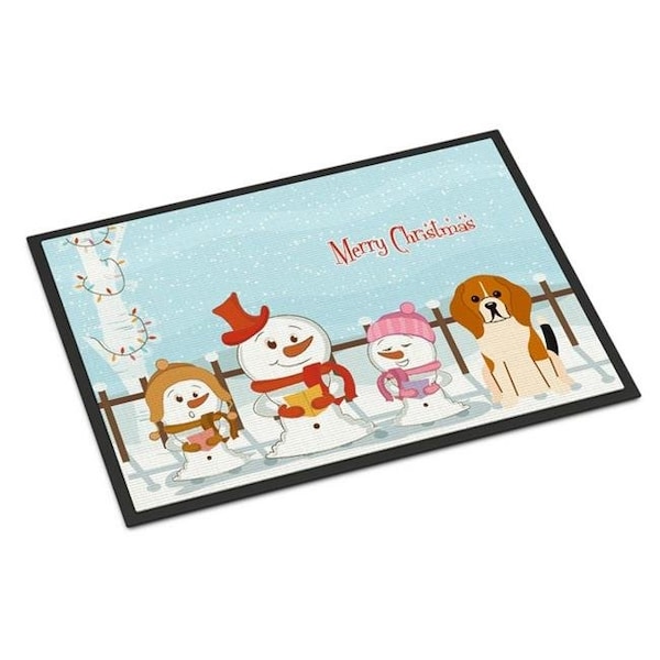 Carolines Treasures Carolines Treasures BB2371MAT Merry Christmas Carolers Beagle Tricolor Indoor or Outdoor Mat; 18 x 0.25 x 27 in. - BB2371MAT