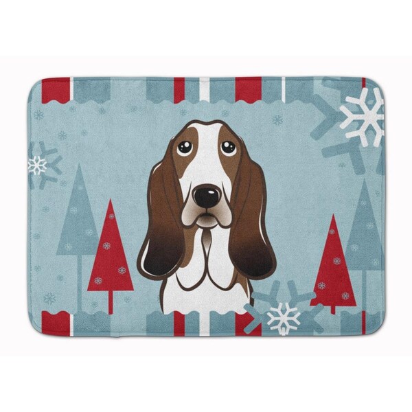 Carolines Treasures Winter Holiday Basset Hound Machine Washable Memory Foam Mat - BB1739RUG
