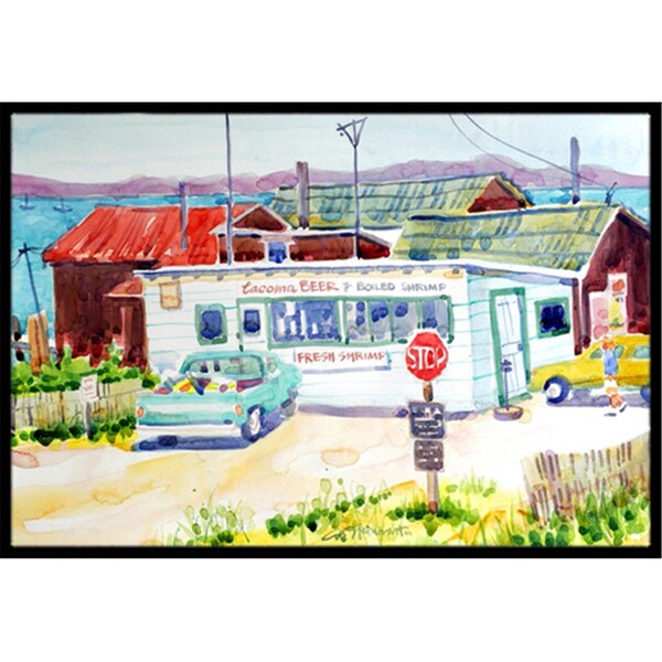Carolines Treasures 24 x 36 in. Seafood Shack for fresh shrimp Indoor Or Outdoor Mat - CA78053