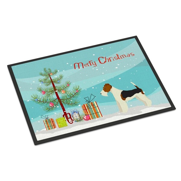 Carolines Treasures 24 x 36 in. Fox Terrier Christmas Tree Indoor or Outdoor Mat - CK3538JMAT