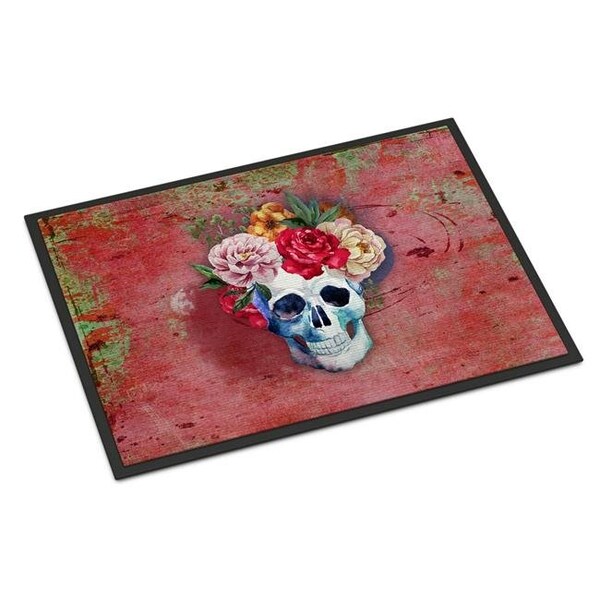 Carolines Treasures Carolines Treasures BB5130MAT Day of the Dead Red Flowers Skull Indoor or Outdoor Mat; 18 x 27 in. - BB5130MAT