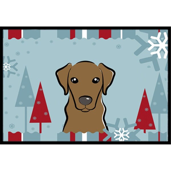 Carolines Treasures Winter Holiday Chocolate Labrador Indoor and Outdoor Mat- 18 x 27 in. - BB1730MAT