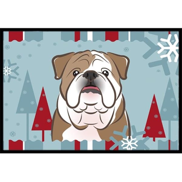 Carolines Treasures Carolines Treasures BB1715MAT Winter Holiday English Bulldog Indoor & Outdoor Mat; 18 x 27 in. - BB1715MAT