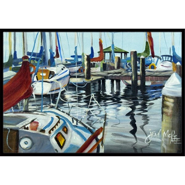 Carolines Treasures Orange Sail Sailboats Indoor and Outdoor Mat- 18 x 27 in. - JMK1065MAT
