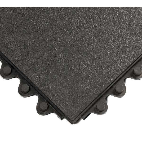Wearwell Interlocking Antifatigue Mat Tile, 3 ft W x Grease Proof Rubber, Black - 570