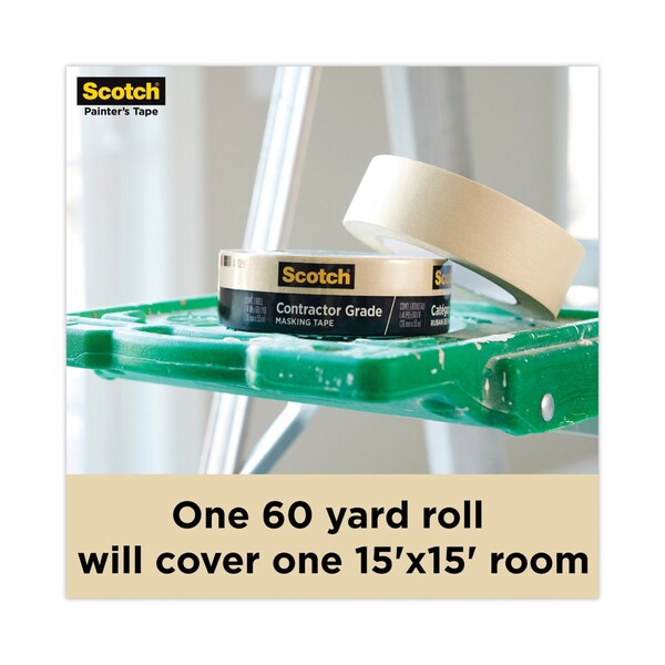 Scotch Commercial-Grade Masking Tape for Production Painting, 3in Core, 0.94in x 60 yds, Natural - 2020-1A-BK