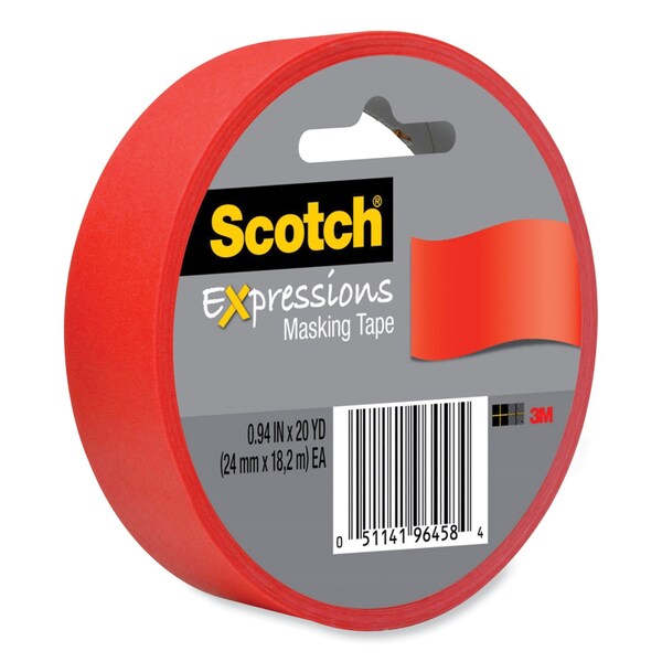Scotch Expressions Masking Tape, 3in Core, 0.94in x 20 yds, Primary Red - 3437-PRD
