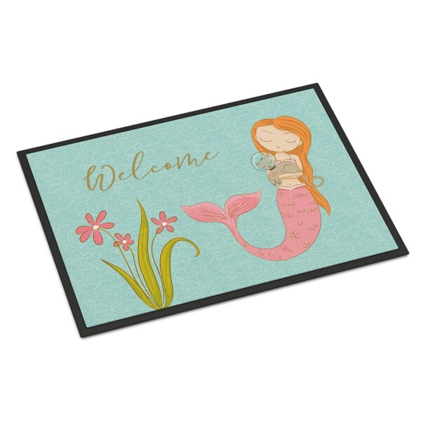 Carolines Treasures Mermaid With Cat Welcome Indoor Or Outdoor Mat - 24 x 36 in. - BB8548JMAT