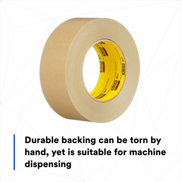 3M Splicing Tape, 48 mm W x 55m L, 6.5 mil Thick, Brown, Rubber Adhesive, 24 PK - 2517
