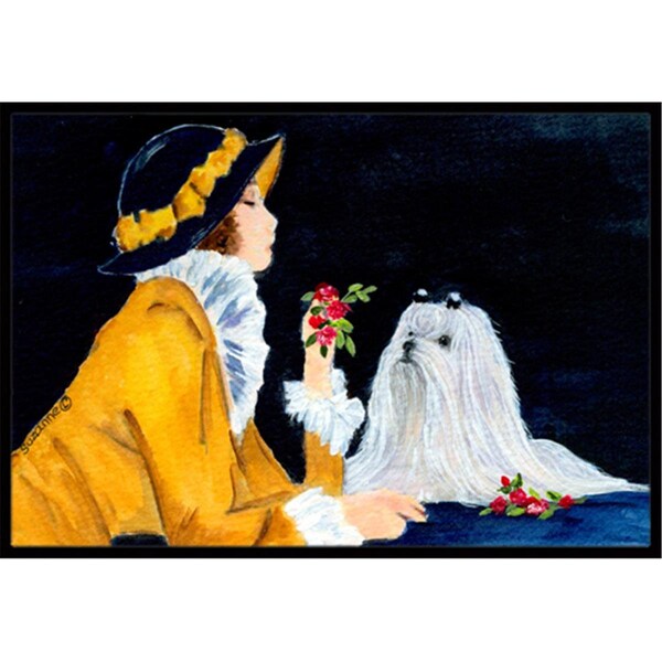 Carolines Treasures Lady with her Maltese Doormat - 24 x 36 in. - SS8537JMAT