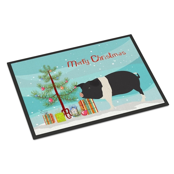 Carolines Treasures Hampshire Pig Christmas Indoor or Outdoor Mat, 24 x 36 in. - BB9306JMAT