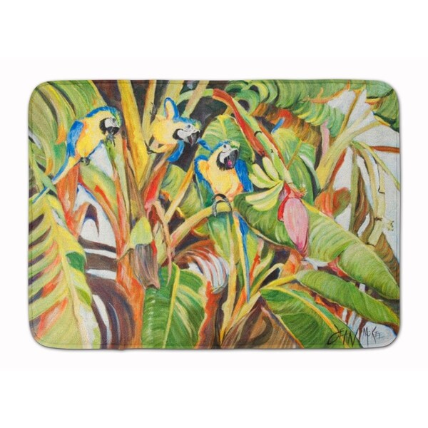 Carolines Treasures Three Blue Parrots Machine Washable Memory Foam Mat - JMK1010RUG