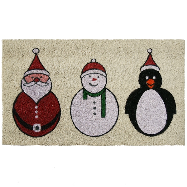 Rubber-Cal Santa, Snowman and a Penguin Holiday Doormats Christmas Mats, 18 x 30-Inch - 10-106-050