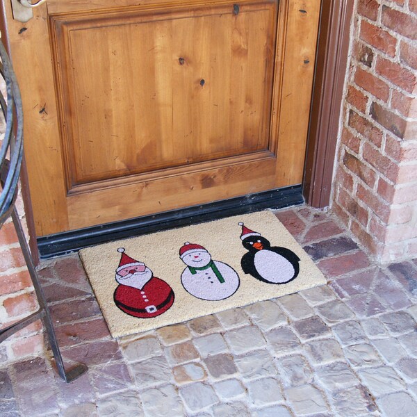 Rubber-Cal Santa, Snowman and a Penguin Holiday Doormats Christmas Mats, 18 x 30-Inch - 10-106-050