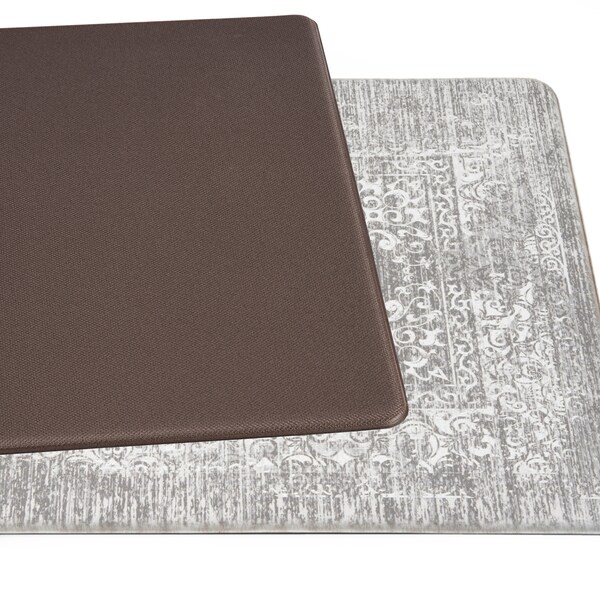 World Rug Gallery Antifatigue Mat, 30 in L x 18 in W, 0.47 in Thickness, Distressed, Gray - 811GRAY18X30