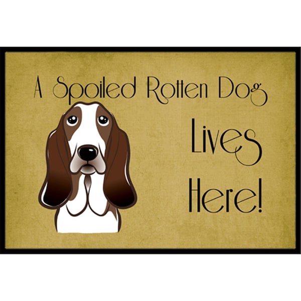 Carolines Treasures Basset Hound Spoiled Dog Lives Here Indoor and Outdoor Mat- 18 x 27 in. - BB1491MAT