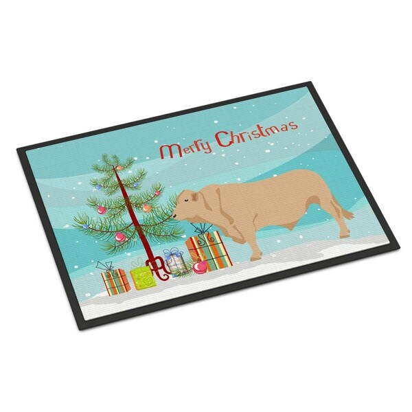 Carolines Treasures Charolais Cow Christmas Indoor or Outdoor Mat, 24 x 36 in. - BB9193JMAT