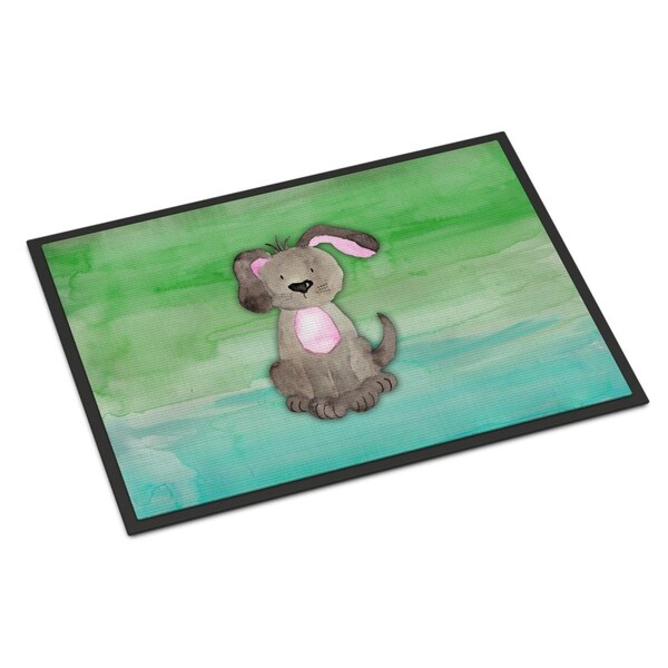 Carolines Treasures 24 x 36 in. Dog Teal & Green Watercolor Indoor or Outdoor Mat - BB7357JMAT