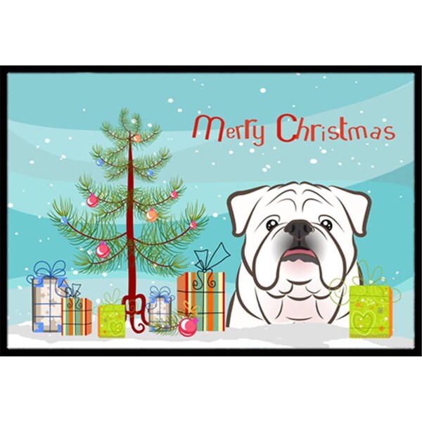 Carolines Treasures Christmas Tree and White English Bulldog Indoor or Outdoor Mat- 24 x 36 - BB1592JMAT