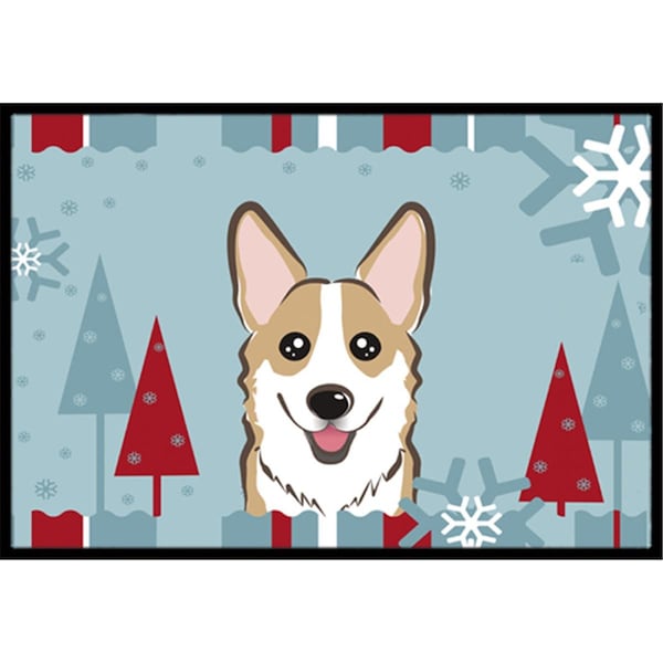Carolines Treasures Winter Holiday Sable Corgi Indoor and Outdoor Mat- 24 x 36 in. - BB1749JMAT