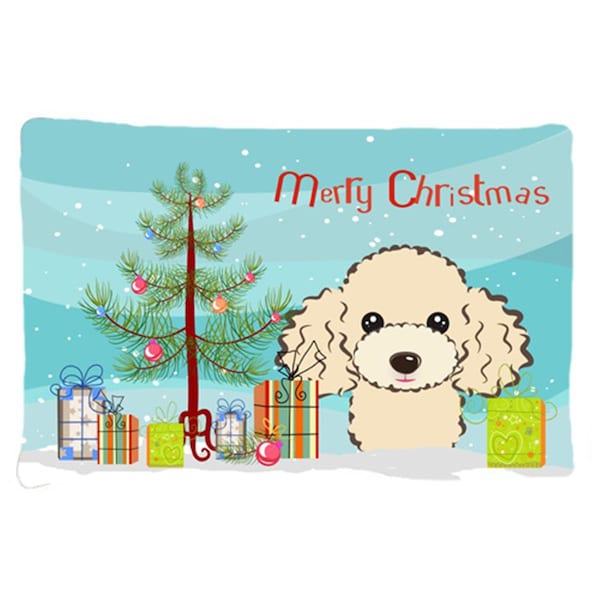 Carolines Treasures Christmas Tree and Buff Poodle Indoor or Outdoor Mat- 24 x 36 - BB1630JMAT