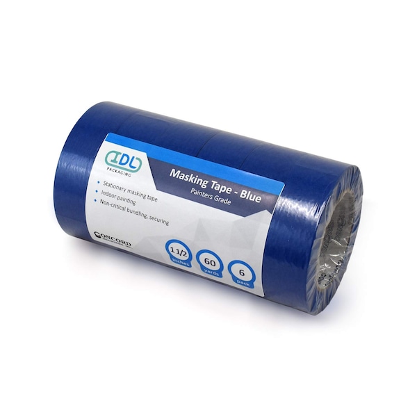 Idl Packaging Painters Masking Tape, 2"x60 Yd. Blue, PK6 - T-4463-2