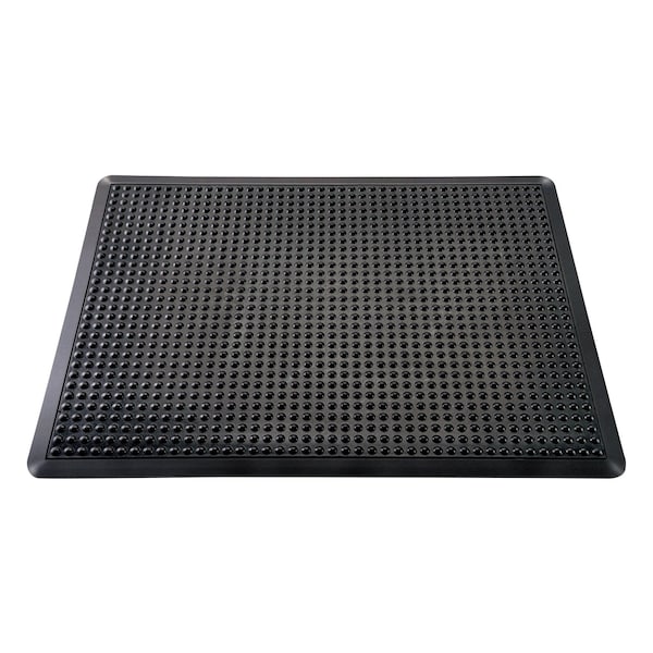 Floortex Antifatigue Mat, 47 in L x 35 in W, 0.63 in Thickness, 100% Recycled Rubber, Black - NRAFFLRU0101