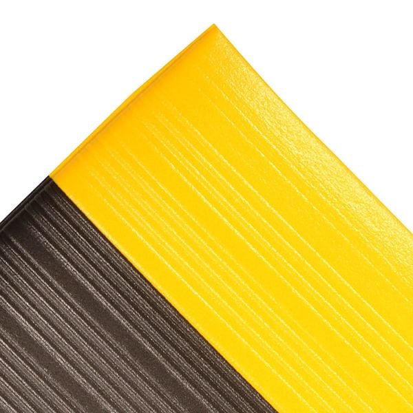 Notrax Antifatigue Mat, 5 ft. L x 3 ft. W, 3/8" Thickness, Closed Cell PVC Foam, Corrugated, Black/Yellow - 410S0335BY