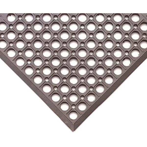 Wearwell Drainage Mat, Rubber, Drainage Holes, 3 ft W x 5 ft L, Gray - 478