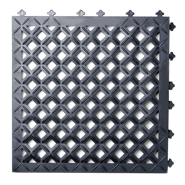 Ergo Advantage Safe-Flex Interlocking Drainage Mat Tile, Vinyl, 18 in W x 18 in L, 1 in Thick, 10 PK - AM2-B
