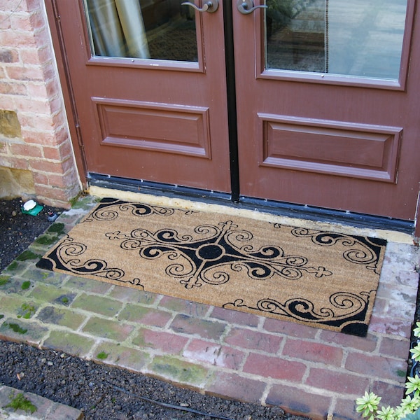Rubber-Cal "Traditional Fleur de Lis French Mat" Large Front Door Mat, 24 by 57-Inch - 10-106-012P