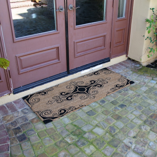 Rubber-Cal "Traditional Fleur de Lis French Mat" Large Front Door Mat, 24 by 57-Inch - 10-106-012P