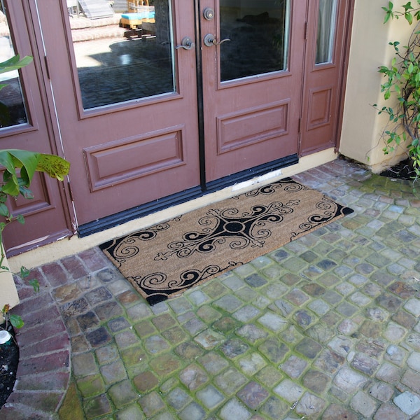 Rubber-Cal "Traditional Fleur de Lis French Mat" Large Front Door Mat, 24 by 57-Inch - 10-106-012P
