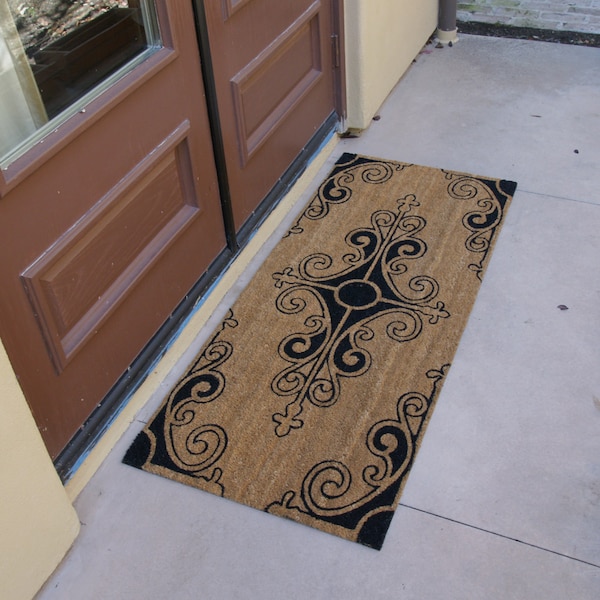 Rubber-Cal "Traditional Fleur de Lis French Mat" Large Front Door Mat, 24 by 57-Inch - 10-106-012P