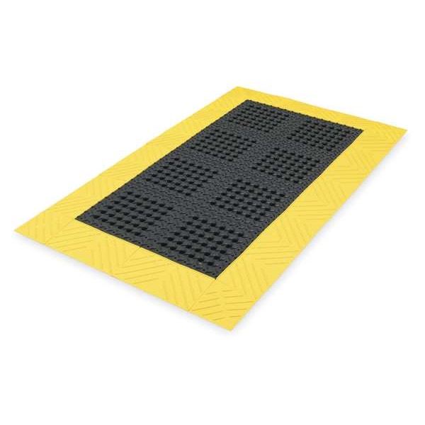 Notrax Interlocking Drainage Mat, 5 ft L x 3 ft W, 1 in Thickness, PVC, Diamond, Black - 620S0035BY