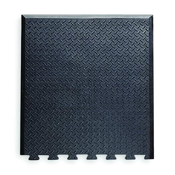 Notrax Interlocking Antifatigue Mat Tile, Rubber, 31 in W x 31 in L, 1/2 in Thick - 545E3631BL