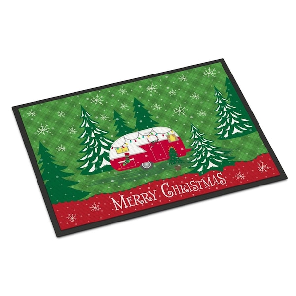 Carolines Treasures 18 x 27 in. Christmas Vintage Glamping Trailer Indoor or Outdoor Mat - VHA3018MAT