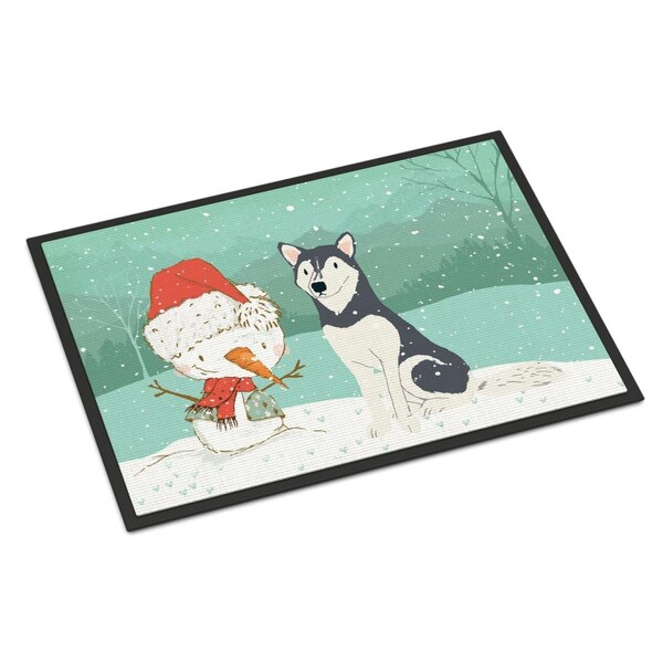 Carolines Treasures 24 x 36 in. Siberian Husky Snowman Christmas Indoor or Outdoor Mat - CK2046JMAT