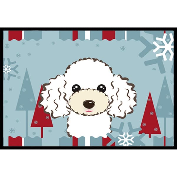 Carolines Treasures Winter Holiday White Poodle Indoor and Outdoor Mat- 18 x 27 in. - BB1753MAT