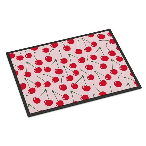 Carolines Treasures Cherries on Pink Indoor or Outdoor Mat, 24 x 36 in. - BB5139JMAT