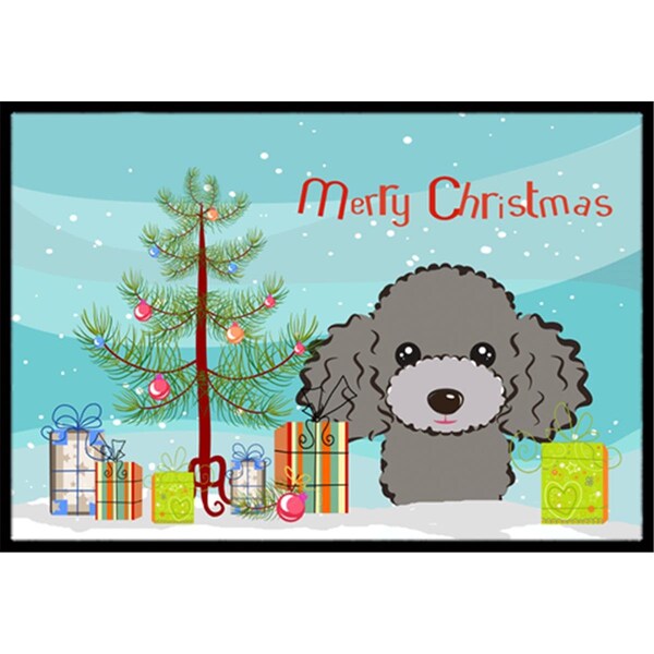 Carolines Treasures Christmas Tree and Silver Gray Poodle Indoor or Outdoor Mat- 18 x 27 - BB1631MAT